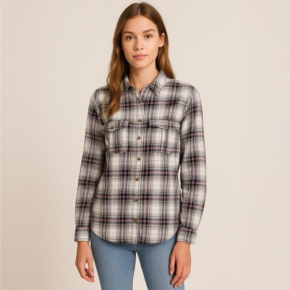 H&M L.O.G.G. Plaid Long Sleeve Cotton Shirt Sz 6